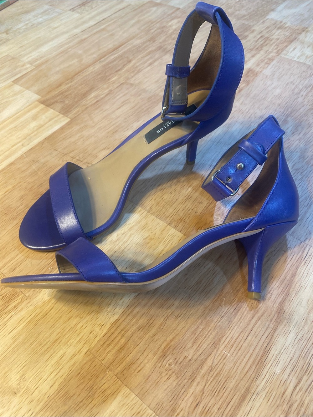 Ann Taylor Purple Open-Toe Ankle-Strap Stilettos - Picture 4 of 7